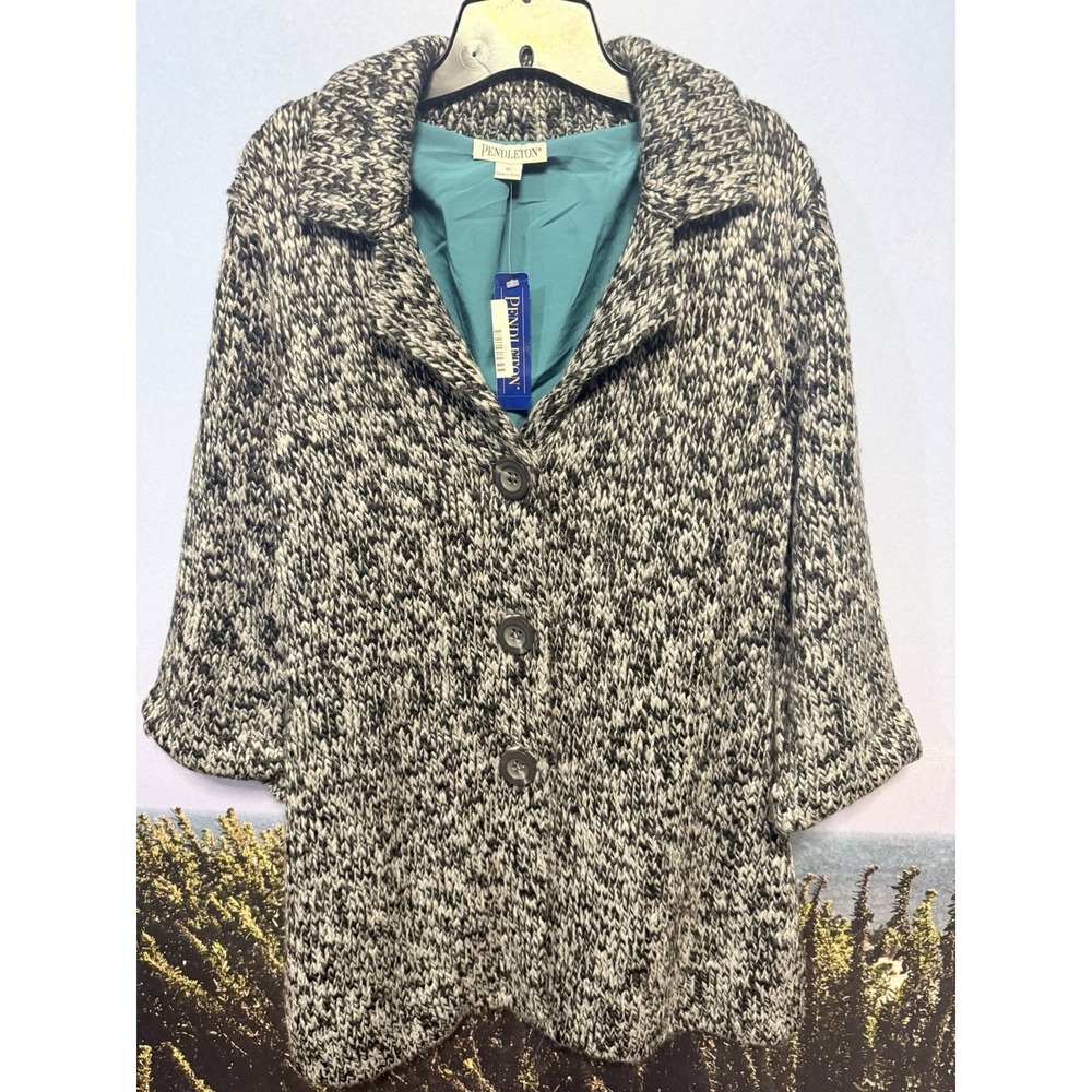 Pendleton Alpaca Wool‎ 3/4 Sleeve Sweater Cardigan Jacket Women's  M